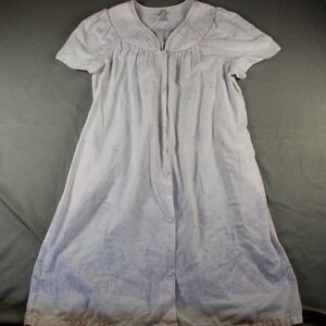 Simply Basic Nightgown Women Large Pink Good Floral Short Sleeve Button Front